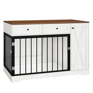 Caisse pour chiens à double porte avec <span class=keywords><strong>tiroir</strong></span> Armoire de rangement Meubles en bois pour <span class=keywords><strong>animaux</strong></span> de compagnie Petit et moyen chenil d'intérieur - Product Image 1