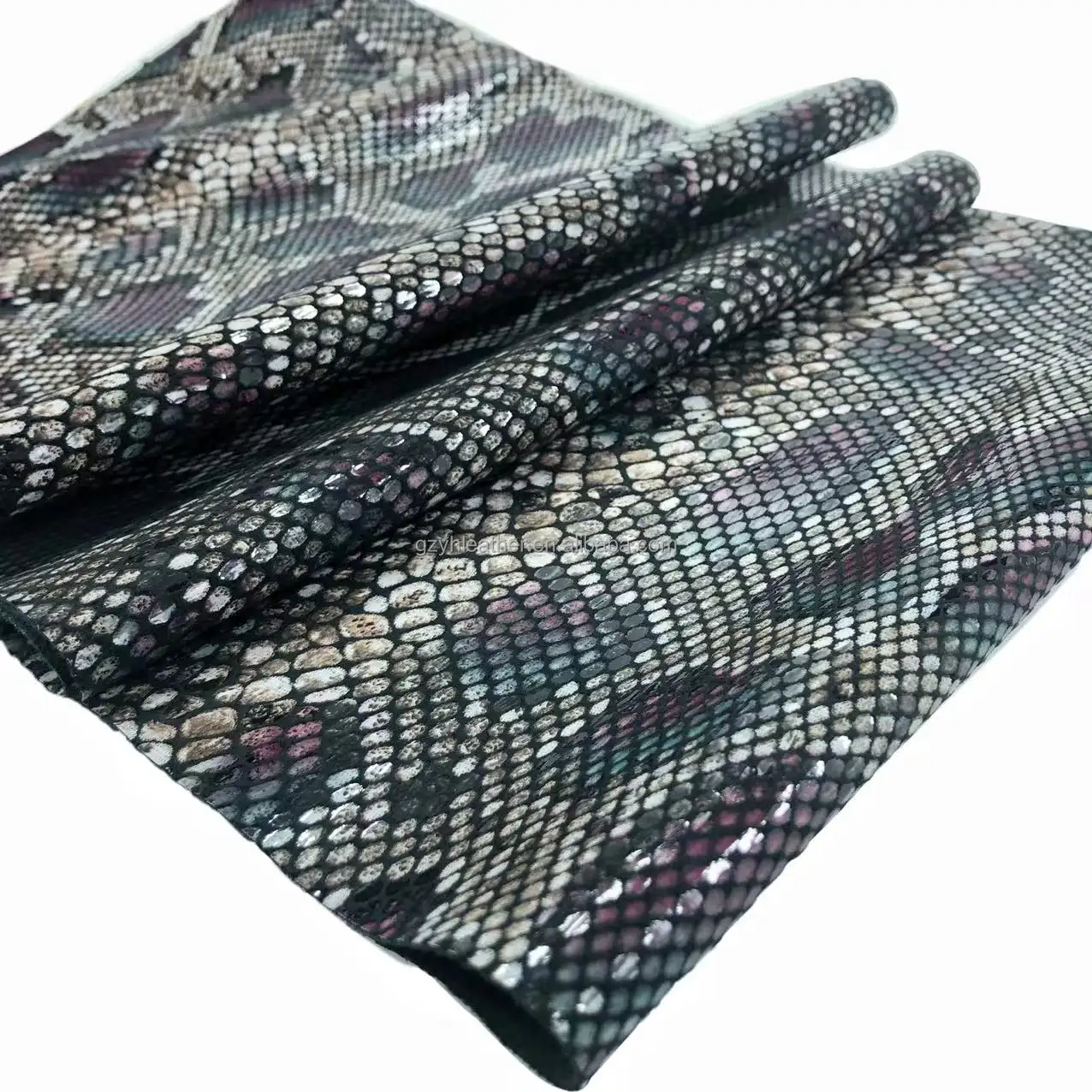 FA-970 animal snake scale pattern transfer foil print pu leather polyester velvet fabric for clothing shoes bags