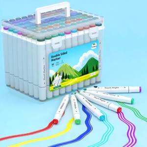 Stylos marqueurs à alcool à double pointe de précision avec 24 à 120 couleurs, étui portable pour l'illustration, les étudiants et les artistes - Product Image 1
