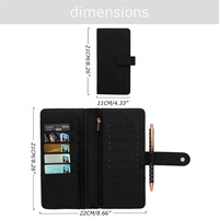 Yihe Best Selling 6-Colored Small Saffiano Leather Loose Fly Leaf Budget Binder Accessory Card Slot Zippered Pouch for A6 Filing