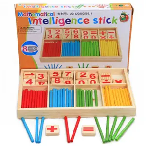 Brinquedo de matemática, brinquedo infantil de contagem de madeira com calculadora