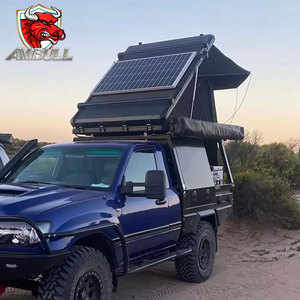 Tente de toit de voiture Ambull 4x4 tout-terrain pour 2-3 personnes, avec panneaux solaires à double fente améliorés, coins en aluminium, coque rigide - Product Image 6