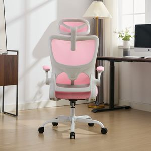 Grosir kursi jaring putar ergonomis eksekutif merah muda Model 8028 untuk anak perempuan kursi Gaming tinggi dapat disesuaikan dengan dukungan pinggang - Product Image 5
