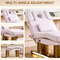 Table de soin esthétique multifonctionnelle avec système de levage à un bouton, chauffage intelligent, éclairage d'ambiance et base lumineuse pour spa, massage et extensions de cils