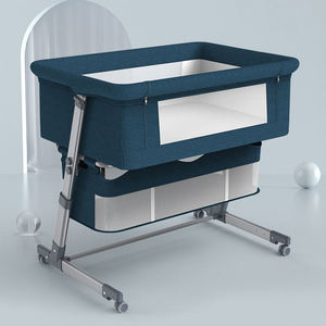 Modern Metal <strong>Crib</strong> Newborn Large Folding Mobile Rocking Bed Portable Baby BED Guardrail Multifunctional BABY BED - Product Image 1