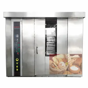 good price gas diesel electric made in China with steam function biscuit cake bread factory automatic rotary oven 68 trays