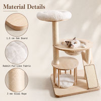 Arbre à chat en chêne scandinave, structure en bois massif, tour à gratter en sisal, maison en peluche pour chats d'intérieur
