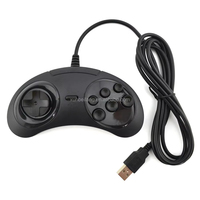 Manette de jeu Sega Genesis 2 noire, rétro-Bit, usb, contrôleur pour jeu vidéo, nouveauté