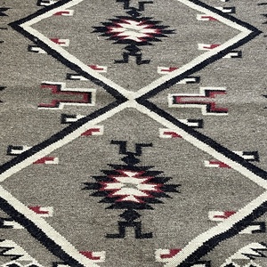 Geometric Kilim Area Rug Flat Weave Wool Rectangle Non Slip Wool Backing Eco Friendly Reversible Living <b>Room</b> Home Decor Gray Red - Product Image 2