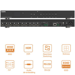 Conmutador HDMI 4x2 <span class=keywords><strong>4K</strong></span> 60HZ <span class=keywords><strong>HDR</strong></span> para Matriz 4 Entradas 2 Salidas con Descodificador HDCP2.2, Extractor de Audio/Reproductor <span class=keywords><strong>Blu</strong></span>-<span class=keywords><strong>ray</strong></span> ARC, Mini Sistema - Product Image 6
