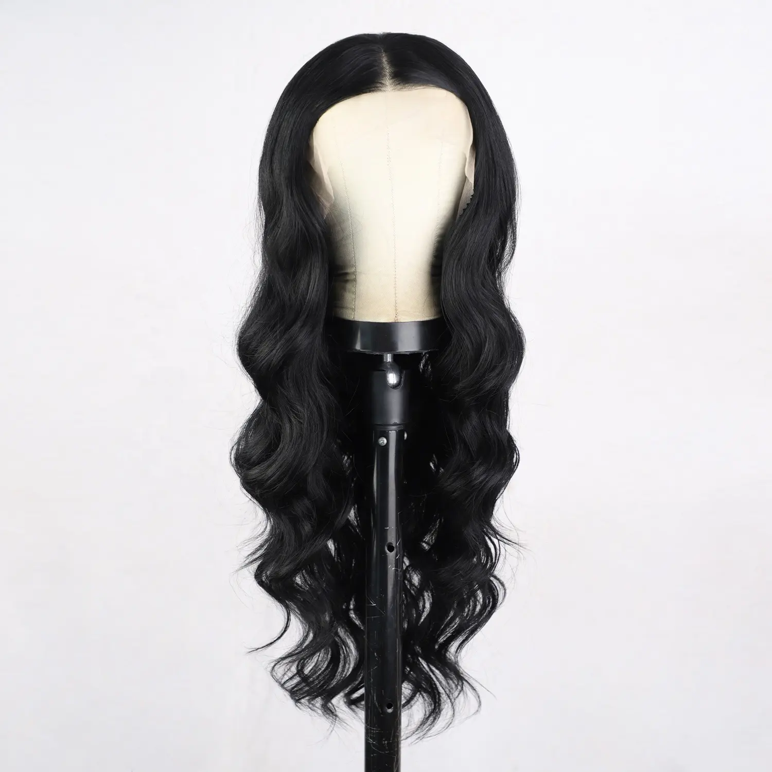 30" Long Wavy Synthetic Lace Front Wig 1B Black Synthetic Wig Heat Resistant Fiber Hair Synthetic 13*4 Lace Front Wig for Women