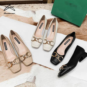 <span class=keywords><strong>Chaussures</strong></span> à talons courts et bas pour femmes, <span class=keywords><strong>chaussures</strong></span> de style marche de printemps à bout carré, escarpins à talons pour femmes - Product Image 1