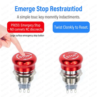 Tombol Stop Darurat Logam 16/19/22/25/30mm, Sakelar Tombol Stop Darurat Kepala Jamur Anti Air dari Baja Tahan Karat