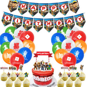 Bonito Juego de Decoración para Fiesta de Cumpleaños con Temática de <span class=keywords><strong>Roblox</strong></span>, Adorno para Cupcakes, Globo de Látex, Pancarta para Fiesta de Cumpleaños Infantil - Product Image 1