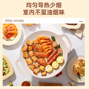 Poêle à griller en pierre Maifan Dharma Master, ronde, 12 pouces, antiadhésive, pour barbecue coréen, compatible avec cuisinière à induction, pour grillades de steaks - Product Image 3