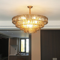 Lámpara de techo principal para sala de estar americana, restaurante antiguo, dormitorio, candelabro de cristal transparente o de humo de gama alta francés de lujo
