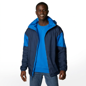 Mens High Quality Blue Satin Windbreaker <b>Jacket</b> Reversible Stand Collar Zipper <b>Light</b> Breathable Winter Hooded High Street Style - Product Image 1
