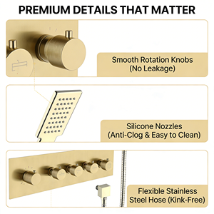 Sistema de Ducha de Lluvia Empotrado en el Techo, de Gran Tamaño (1150*600mm), con Cascada Superior, Niebla, Luz LED y Rociador de Masaje, Personalizado por Fábrica de Foshan - Product Image 5