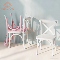 Chaises de mariage en plastique à dossier croisé, empilables, blanches, pour enfants, pour les fêtes d'enfants, pour les anniversaires