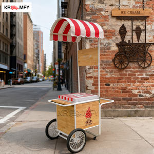 Carrito de Helados Móvil Remolcable con Toldo y Vitrina, Carrito de Venta de Comida Rápida, Construcción Metálica Resistente a la Oxidación - Product Image 1