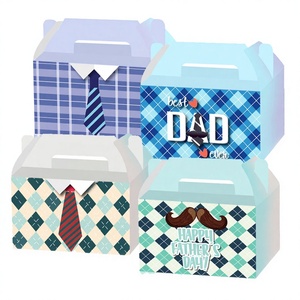 12 Pcs/pack Handmade Best Dad Paperboard Box Candy <b>Sweet</b> <b>Gift</b> Packaging Handle <b>Boxes</b> for Father Themed Happy Fathers Day Party - Product Image 2
