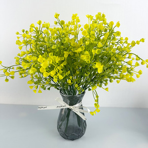 Ramo Pequeño de Saliegas Doradas de 35 cm, Flores Artificiales de Plástico Rojo Púrpura, Decoración para el Hogar, Accesorios para Bodas - Product Image 3