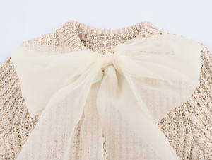 KAR & OT ZA 2025 verano <span class=keywords><strong>Mujer</strong></span> dulce <span class=keywords><strong>transparente</strong></span> tul arco Chaqueta de punto Top 2756009 - Product Image 3