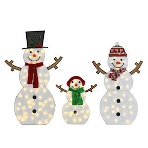 Set di 3 2D pupazzi di neve luci di natale dimensioni 48 \ "42 \" 24 \" - Product Image 1