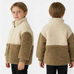 Veste bomber en <span class=keywords><strong>laine</strong></span> d'agneau à fermeture éclair pour filles, style tendance, automne-hiver, très vendue, <span class=keywords><strong>manteau</strong></span> pour enfants - Product Image 1