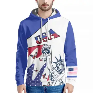 Sudadera con capucha personalizada para hombre y mujer, ropa con estampado colorido de la bandera de EE. UU., de diseñador, 100% poliéster, Independiente