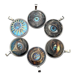 N57T Collier pour homme en acier inoxydable plaqué PVD, avec cabochon en verre motif Yeux <span class=keywords><strong>Mal</strong></span>éfiques et <span class=keywords><strong>film</strong></span> pressé, tendance, étanche, hypoallergénique, inaltérable - Product Image 1