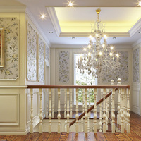 Escalier intérieur en bois massif sur mesure, composants d'escalier complets avec balustrade et marches, armoire et panneau mural assortis pour villa