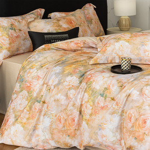 Seyana Floral Satin Bedding <b>Set</b> 4-Piece Cotton Reactive Dyeing Warm <b>Comforter</b> Cover <b>Set</b> - Product Image 2