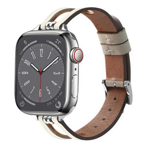 Bracelet de montre en cuir en gros pour Apple Watch Series 11/10 42mm 46mm Ultra 49mm SE 44mm, bracelet ajouré à double perles - Product Image 3