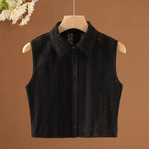 Cuello Falso Desmontable para Mujer con Ribete de Encaje, Cuello de Camisa Blanco y Negro, Tallas Grandes, para Otoño e Invierno - Product Image 4
