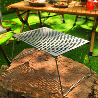 Piring Panggangan Arang Lipat Portabel untuk Luar Ruangan, Titanium Murni, Alat Barbekyu Persegi, Aksesoris Produk Cina