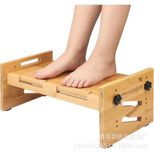 Solid Wood Adjustable Footstool With Massage Rollers Wooden Footrest For Home Desk And Kids Height Increasing <b>Stool</b> - Product Image 3