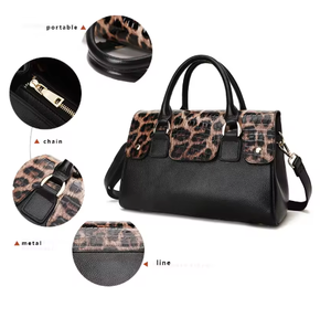 高品质牛皮制成的新款女包，奢华豹纹设计，大容量便携公文包 - Product Image 4