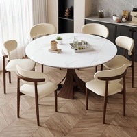 Table à manger extensible en bois massif, chaises, design minimaliste italien de luxe léger pour petites maisons, utilisation double ronde-carrée, pliable