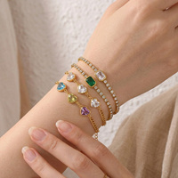Pulsera de Flores JUSNOVA para Mujer, Chapada en Oro de 18k PVD, Acero Inoxidable, Joyas Resistentes al Agua, Juego de Pulseras Antideslustre para Mujer