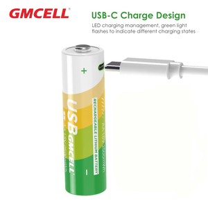 <span class=keywords><strong>Batterie</strong></span> <span class=keywords><strong>Ricaricabili</strong></span> GMCELL <span class=keywords><strong>AA</strong></span> 1.5V Li-ion, <span class=keywords><strong>Batterie</strong></span> <span class=keywords><strong>AA</strong></span> <span class=keywords><strong>con</strong></span> Ricarica Diretta USB-C e Cavo USB - Product Image 1