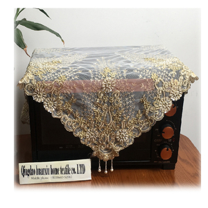 <span class=keywords><strong>Nappe</strong></span> de table ronde en organza brodée et perlée dorée, élégante et bon marché, fabriquée en usine - Product Image 1