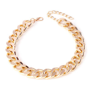 Collar de cadena gruesa estilo europeo-americano, de aleación de zinc, color dorado, para fiesta, cadena corta para clavícula, estilo INS moderno para mujer - Product Image 5