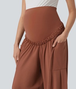 Leggings de maternité taille haute unis pour la détente - Soutien précoce de la grossesse - Tissu ultra-doux - Vêtement décontracté de yoga - Extensible dans quatre directions - Product Image 2