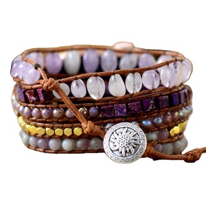 2024 Black <span class=keywords><strong>friday</strong></span> Bohême Améthyste Pierres Bracelet En Cuir De Luxe À La Main pour <span class=keywords><strong>Apple</strong></span> Watch Band pour 1-9 Série Respirant Caractéristique - Product Image 4