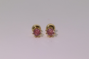 Tianyu Gems Classic Minimalist Pink Round <b>Opal</b> Stud <b>Earrings</b> for Women - Brass Gold-Plated Eight-Prong Setting - Product Image 5