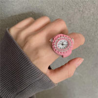 Jam Tangan Jari Vintage Punk Hot Sale Set Cincin Jam Tangan Tali Jam Quartz Perak Mini Elastis