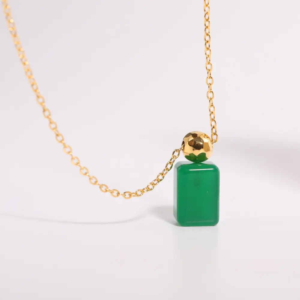 Neues Design Premium Green Stone Parfüm flasche Stil Edelstahl kette Afrikanische Halskette mit neuen Strömungen