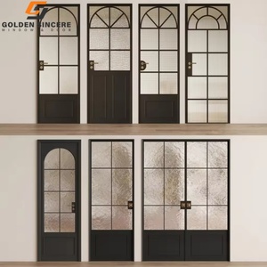 Porte française en verre arqué en aluminium moderne GS avec grille décorative pour séparateur de pièce intérieur de villa de luxe - Product Image 6