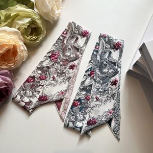 高級花柄サテンシルクツルスカーフレディースカジュアルアニマルプリント長髪ネクタイハンドバッグネックネクタイ帽子アクセサリー - Product Image 2